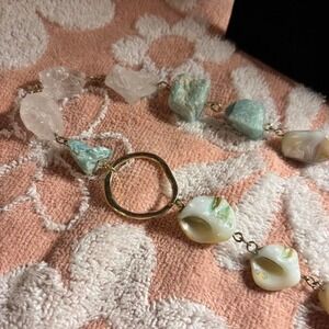 Beachy Unique, one-of-a-kind green and white beaded necklace #cottagecore